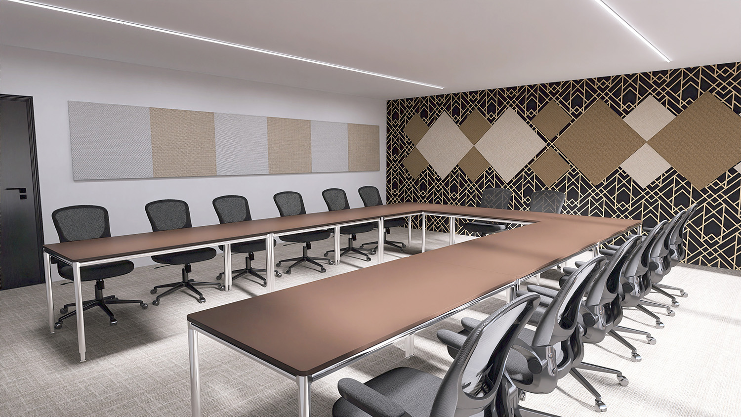 【解決案】吸音パネルを設置し、会議室の反響音を抑制する