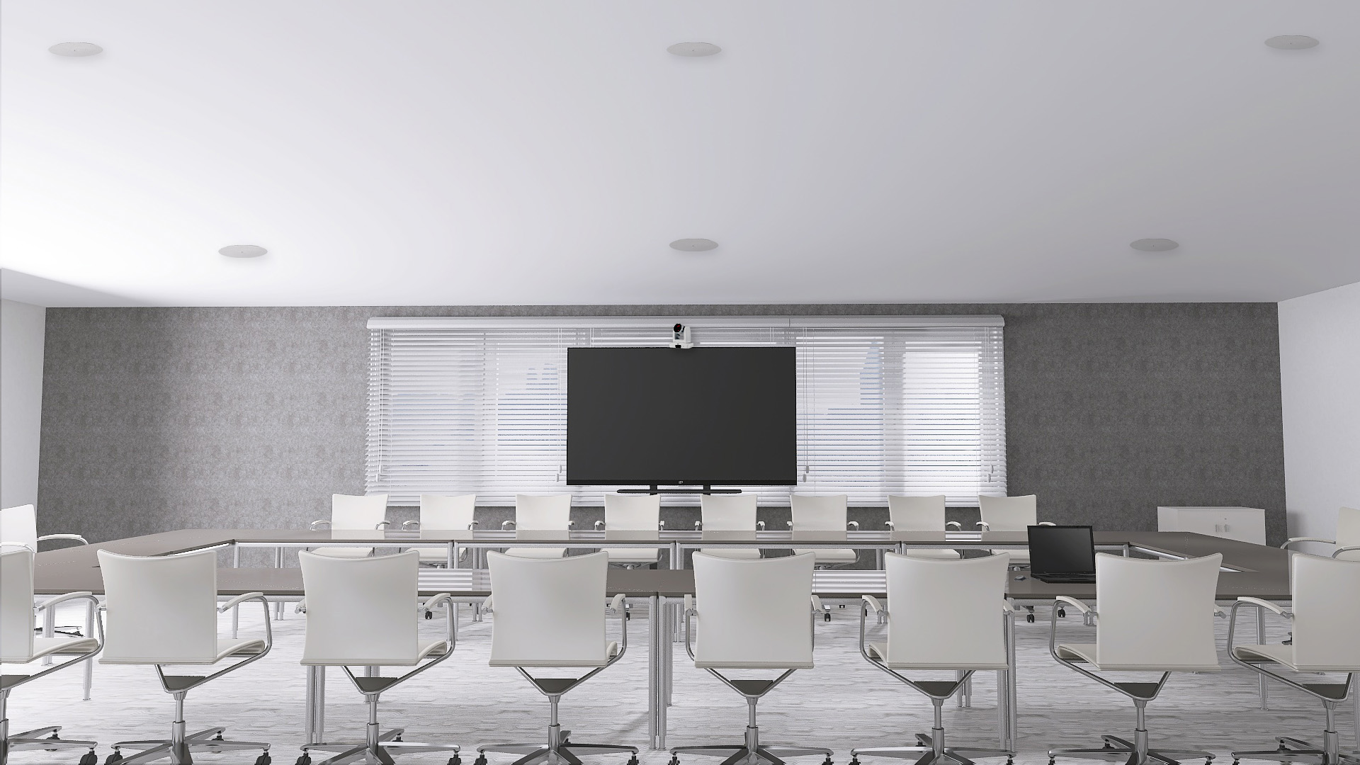 シーリングマイクが設置された会議室