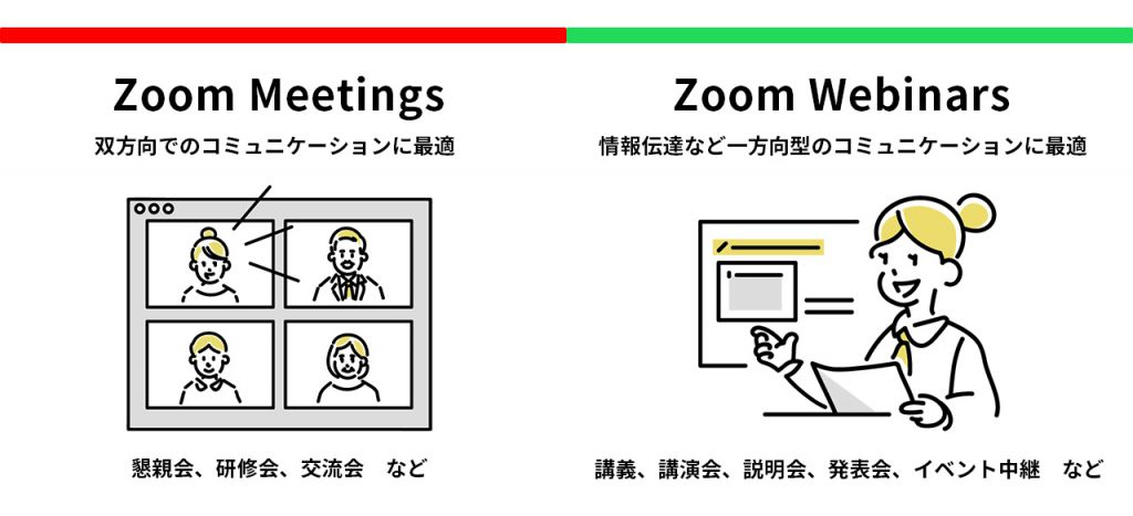 Zoom MeetingsとZoom Webinarsの違い